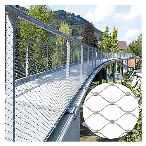 304 Edelstahl-Seilnetz, Multifunktionales Metallgeflecht 1,5mm Drahtdurchmesser, Absturzsicherungsnetz In Großer Höhe, für Football Field Garden (Color : Mesh 5cm, Size : 2x6m/6.6x19.7ft) von DTVEW