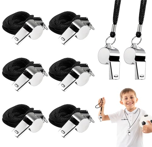 DTXYBC 8 Stück Edelstahl Trillerpfeife, Schiedsrichter Pfeife, Metall Whistle mit Schlüsselband, lauter klarer Klang, für Schulsport, Fußball Schiedsrichter, Hundetraining, Sportunterricht DTXYBC 8 Stück Edelstahl Trillerpfeife, Schiedsrichter Pfeife, Metall Whistle mit Schlüsselband, lauter klarer Klang, für Schulsport, Fußball Schiedsrichter, Hundetraining, Sportunterricht von DTXYBC