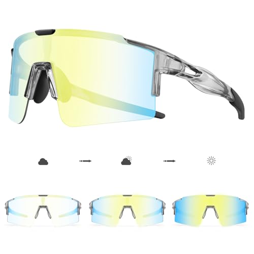 DUDUKING Fahrradbrille Selbsttönend Herren Damen, Sport Sonnenbrille Sportbrille Photochromatisch für rennrad MTB Baseball Laufen TR90 Rahmen UV400 Schutz (Gold) DUDUKING Fahrradbrille Selbsttönend Herren Damen, Sport Sonnenbrille Sportbrille Photochromatisch für rennrad MTB Baseball Laufen TR90 Rahmen UV400 Schutz (Gold) von DUDUKING