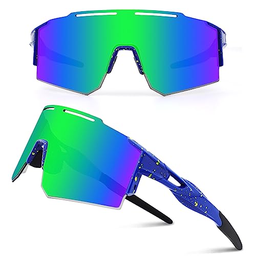 DUDUKING Sonnenbrille Fahrradbrille Herren Damen,Wassertransferdruck Sportbrillen Radsport Brillen für Outdoorsport Radfahren Laufen Golf UV 400 Schutz Baseball Brille (Grün) DUDUKING Sonnenbrille Fahrradbrille Herren Damen,Wassertransferdruck Sportbrillen Radsport Brillen für Outdoorsport Radfahren Laufen Golf UV 400 Schutz Baseball Brille (Grün) von DUDUKING