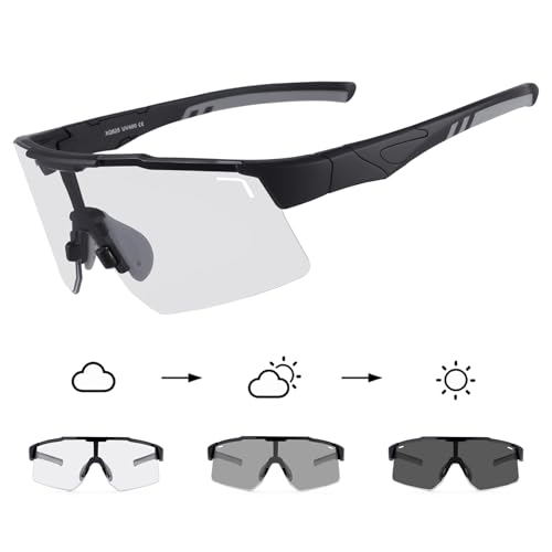 DUDUKING Sonnenbrille Selbsttönend Polarisierte Fahrradbrille Herren Damen,Sportbrillen Radsport Brillen von DUDUKING