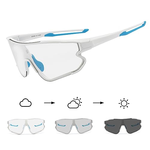 DUDUKING Sonnenbrille Selbsttönend Polarisierte Fahrradbrille Herren Damen,UV 400 Schutz Sportbrillen Radsport Brillen für Outdoorsport Radfahren Laufen Golf Baseballbrille von DUDUKING