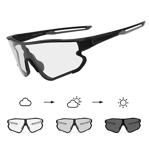 DUDUKING Sonnenbrille Selbsttönend Polarisierte Fahrradbrille Herren Damen,UV 400 Schutz Sportbrillen Radsport Brillen für Outdoorsport Radfahren Laufen Golf Baseballbrille von DUDUKING