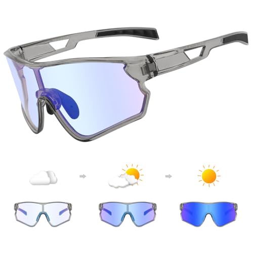 DUDUKING Sonnenbrille Selbsttönend Polarisierte Fahrradbrille Herren Damen,UV 400 Schutz Sportbrillen TR Rahmen Radsportbrillen für Radfahren Laufen Golf Baseballbrille von DUDUKING