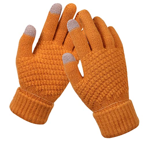 DUHENWU Winterhandschuhe Herren Damen Winter Touch Screen Strickhandschuhe Fleece Lined Knit Handschuhe Elastic Cuff Winter Fingerhandschuhe Bequeme Sporthandschuhe Winter Skihandschuhe von DUHENWU