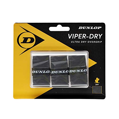 DUNLOP Unisex Viperdry Overgrip Griffband, Schwarz, 3 Stück DUNLOP Unisex Viperdry Overgrip Griffband, Schwarz, 3 Stück von DUNLOP