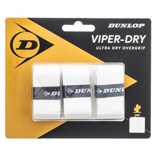 DUNLOP Unisex Viperdry Overgrip Griffband, Weiß, 3 Stück DUNLOP Unisex Viperdry Overgrip Griffband, Weiß, 3 Stück von DUNLOP
