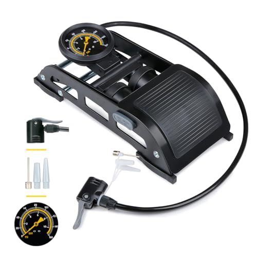 Dunlop Fuß pumpe für Autoreifen - Fahrradpumpe - Luftpumpe Auto, Fahrradluftpumpe, Motorrad und Luftpumpe Ball - Fußpumpe mit Manometer - Fahrrad Luftpumpe alle Ventile Dunlop Fuß pumpe für Autoreifen - Fahrradpumpe - Luftpumpe Auto, Fahrradluftpumpe, Motorrad und Luftpumpe Ball - Fußpumpe mit Manometer - Fahrrad Luftpumpe alle Ventile von DUNLOP