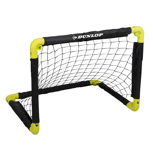 Dunlop Fußballtor - Fussballtor 50 x 44 x 44 cm - Faltbares fußball Tor - Fussballtore für Garten Kinder - Fussball Trainingszubehör für Innen und Außen - Metall - Schwarz/Gelb von DUNLOP