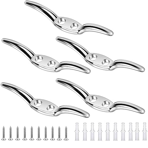 Seil Cleat Haken, 5 Stück Festmacherklampe, Deck Seil Klampe Für Marine, Klampen Bootsklampe, Mit Befestigungsschrauben Und Kunststoffstopfen, Für Yachten, Fahnenmasten, Segelboote, Jalousien Seil Cleat Haken, 5 Stück Festmacherklampe, Deck Seil Klampe Für Marine, Klampen Bootsklampe, Mit Befestigungsschrauben Und Kunststoffstopfen, Für Yachten, Fahnenmasten, Segelboote, Jalousien von DUOHERESHUI