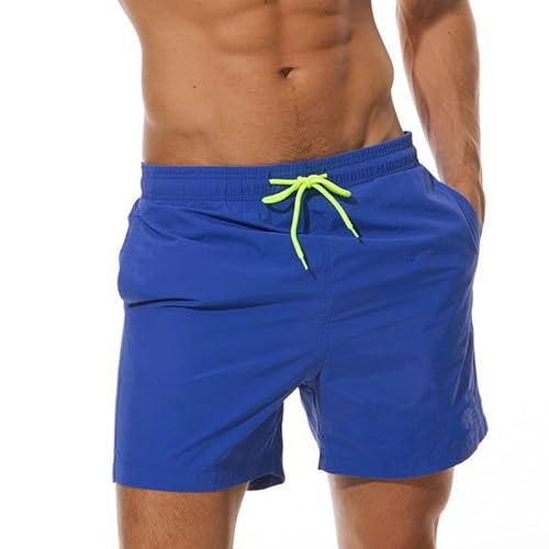 DUOMIYX Badehose Männer Einfache Einfarbige Schnürung Strand Shorts, Lässige Strand Badehose-Dunkelblau-XL von DUOMIYX