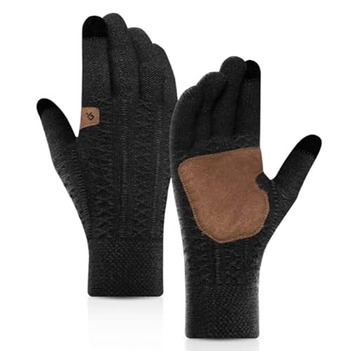 DUOMIYX Handschuhe Männer Anti-Rutsch-Strick-Touchscreen-Handschuhe Herbst Und Winter Plus Samt Warme Radfahrenhandschuhe-Schwarz-XL von DUOMIYX