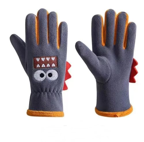 DUOMIYX Handschuhe Nette Cartoon Bedruckte Kinder Polar Fleece-Handschuhe Winddichte Warme Radfahren, 6-12 Jahre Alt-Marineblau A-Eine Größe von DUOMIYX