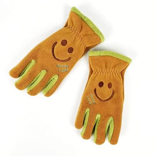 DUOMIYX Handschuhe Nette Cartoon Bedruckte Kinder Polar Fleece-Handschuhe Winddichte Warme Radfahren, 6-12 Jahre Alt-Orange C-Eine Größe von DUOMIYX