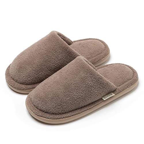 DUOMIYX Hausschuhe Einfacher Winter Warmer Plüschschuhe Lässige Hausschuhe Für Männer Und Frauen-Braun-41/42 von DUOMIYX