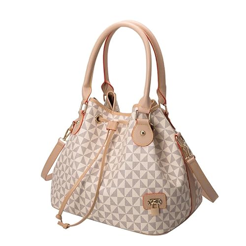 DUOMIYX Schultertasche Frauen Plaid Print Pu Umhängetasche Große Kapazität Handtasche Commuter Messenger Bag-Beige von DUOMIYX