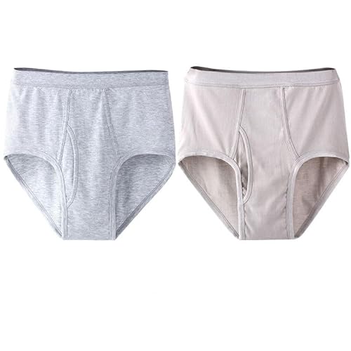 DUOMIYX Unterhosen 2 Pcs Männer Einfache Atmungsaktive Baumwoll -Slips Hohe Taille Lose Lose Großer Unterwäsche-Set7-Xl von DUOMIYX