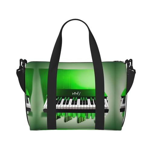 Grüne und weiße Klaviertasten-Druck, prächtige Reisetasche, für Fitnessstudio und Reisen, ideal für sportliche Wochenendausflüge, Schwarz, Einheitsgröße von DURAGS
