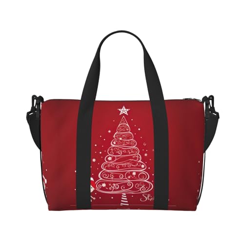 Reisetasche mit rotem Weihnachtsbaum-Aufdruck, für Fitnessstudio und Reisen, ideal für Sportveranstaltungen am Wochenende, Schwarz, Einheitsgröße von DURAGS