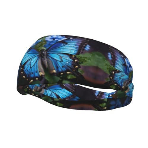 Schönes blaues Schmetterlings-Druck, Unisex, vielseitiges Lauf-Stirnband, perfekte Mischung aus Mode und Funktion von DURAGS