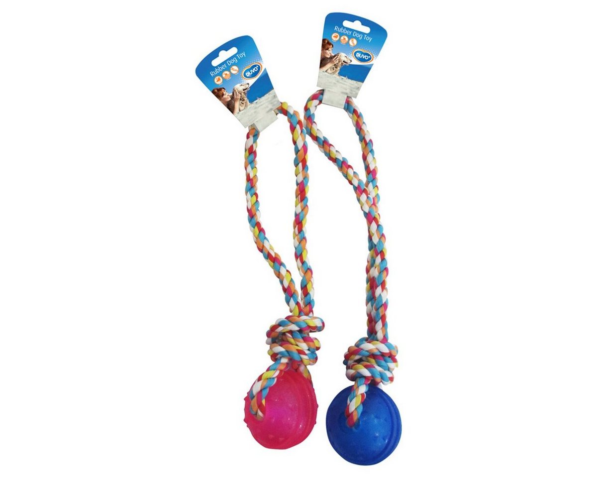DUVO+ Spielknochen Hundespielzeug TPR Ball mit Seil von DUVO+