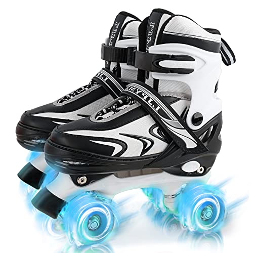 Einstellbare Kinder Rollschuhe für Jungen Mädchen Kinder Anfänger, 4 Größen Rollschuhe für Kleinkind kleine/große Kinder Kind mit Allen Rädern Light Up - Medium Einstellbare Kinder Rollschuhe für Jungen Mädchen Kinder Anfänger, 4 Größen Rollschuhe für Kleinkind kleine/große Kinder Kind mit Allen Rädern Light Up - Medium von DUZSKJ