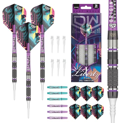 DW Liberty Dartpfeile aus 90 % Wolfram, mit weicher Spitze, präzise ausbalanciert, präzise und langlebig, perfekt für professionelle und Freizeitspieler (18 g) von DW