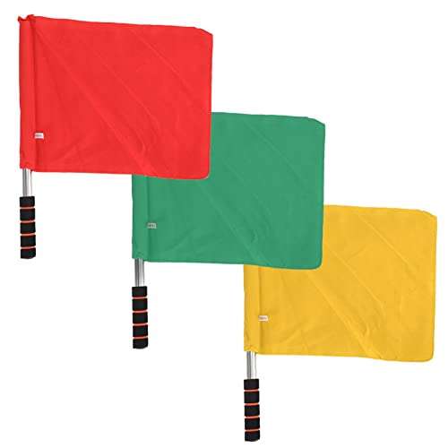 DWENGWUN Wettbewerbs-Schiedsrichter-Signalflagge, Leistungssport-Order-Handflagge, Edelstahl-Fahnenmast, Schwammgriff, anpassbar für Spieloffizielle, Rot, Gelb, Grün, 3-teiliges Set von DWENGWUN