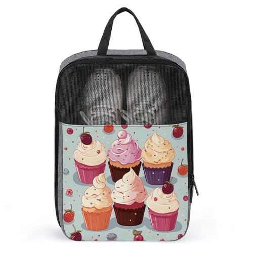 Delicious Cupcakes Schuhbeutel Reise Schuh-Organizer Wasserabweisend Schuhbeutel mit Reißverschluss Sneaker Staubbeutel Grau Einheitsgröße Modern, grau, Einheitsgröße, Modern von DWTJKMS