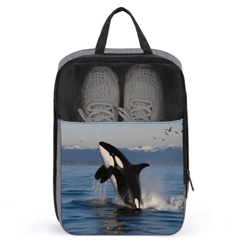 Killer Whale Schuhtasche Reise Schuh-Organizer Wasserabweisend Schuhbeutel mit Reißverschluss Sneaker Staubbeutel Grau Einheitsgröße Modern, grau, Einheitsgröße, Modern von DWTJKMS