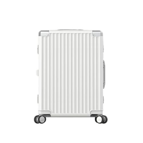 DWZXL Koffer Aluminiumrahmen-Koffer, leiser Universal-Rollenkoffer, Boarding-Koffer, Trolley-Koffer, Männer und Frauen Koffer Hartschale(White) von DWZXL