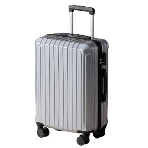 DWZXL Koffer Damen-Koffer-Trolley, robust und langlebig, verdickte Gepäckcode-Ledertasche, Lenkrollen Koffer Hartschale(Silver,26in) von DWZXL