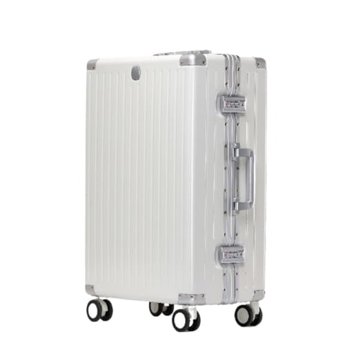 DWZXL Koffer Gepäck Aluminium Rahmen Box PC Flugzeug Rad Koffer Passwort Boarding Koffer Gepäck Trolley Box Koffer Hartschale(White,20in) von DWZXL