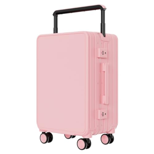 DWZXL Koffer Herren- Und Damenkoffer, Breiter Trolley, Aluminiumrahmen, Kofferpasswort, Leise Lenkrollen Koffer Hartschale(Pink,26in) von DWZXL