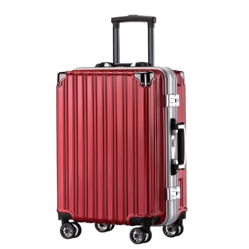 DWZXL Koffer Herren- Und Damenkoffer Mit Aluminiumrahmen, Verschleißfeste Einfarbige Koffer, Einfache Reisetaschen Koffer Hartschale(Red) von DWZXL