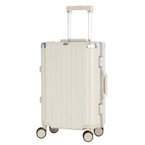 DWZXL Koffer Koffer Silent Universal Wheel Trolley Case Unisex Koffer Multifunktionaler Aluminiumrahmen Passwortbox Groß Koffer Hartschale(Beige,26in) von DWZXL