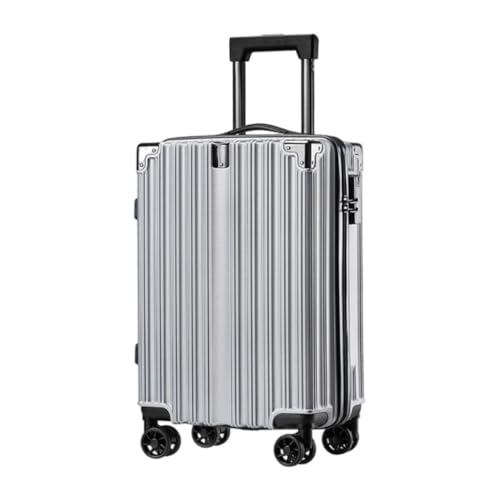 DWZXL Koffer Modischer Reißverschlusskoffer for Geschäftsreisen, Trolley-Koffer for Erwachsene, leiser Universal-Rollkoffer Koffer Hartschale(Silver) von DWZXL