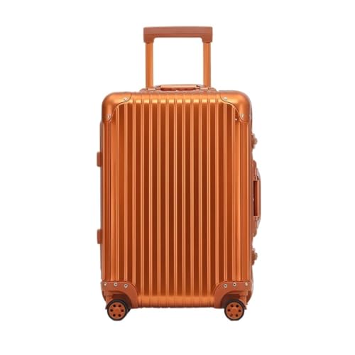 DWZXL Koffer Vollaluminium-Magnesiumlegierungs-Trolley-Koffer, Metallkoffer, Universal-Rad-Boarding-Koffer, 24-Zoll-Koffer Koffer Hartschale(Orange,E) von DWZXL