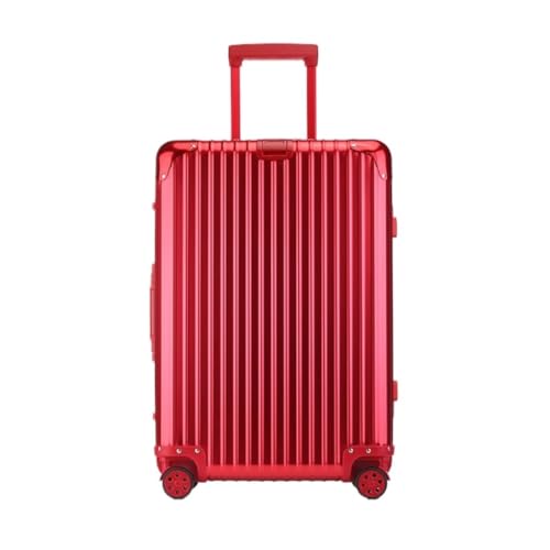 DWZXL Koffer Vollaluminium-Magnesiumlegierungs-Trolley-Koffer, Metallkoffer, Universal-Rad-Boarding-Koffer, 24-Zoll-Koffer Koffer Hartschale(Red,28cm) von DWZXL