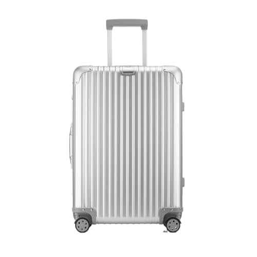 DWZXL Koffer Vollaluminium-Magnesiumlegierungs-Trolley-Koffer, Metallkoffer, Universal-Rad-Boarding-Koffer, 24-Zoll-Koffer Koffer Hartschale(Silver,S) von DWZXL