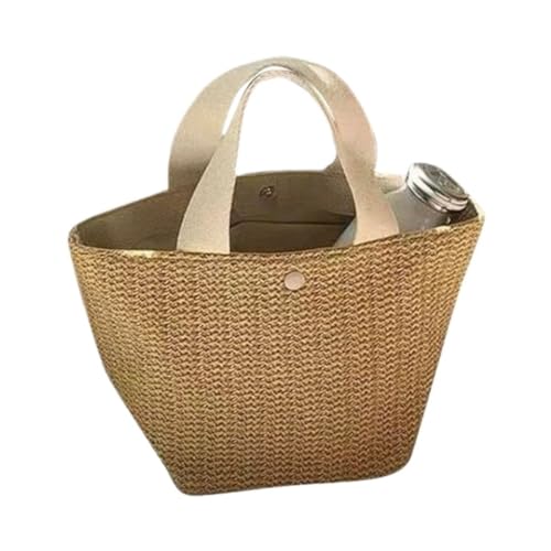 Gras-gewebte Tasche Frühlingstaschen, Strandtaschen for Den Sommer Am Meer, Vielseitige Gewebte Taschen, Retro-Handtaschen, Strohtaschen Strandtasche Geflochten(Wit) von DWZXL