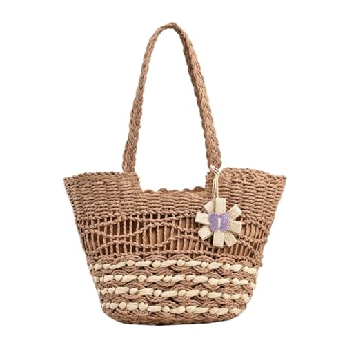 Gras-gewebte Tasche Strandtasche Im Bohemian-Stil for Den Sommer, Gewebte Tasche Aus Stroh, Gewebte Schultertasche Strandtasche Geflochten(K) von DWZXL