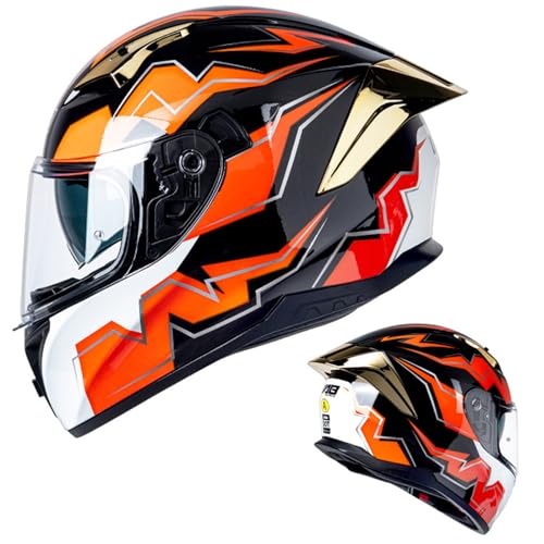 DXDRT Full Face Motorrad Helm, DOT/ECE genehmigt Motocross Helme, mehrere Vents Elektro Motorrad Moped Street Racing Fahrradhelm Unisex-Erwachsene für Männer Frauen,Orange,M DXDRT Full Face Motorrad Helm, DOT/ECE genehmigt Motocross Helme, mehrere Vents Elektro Motorrad Moped Street Racing Fahrradhelm Unisex-Erwachsene für Männer Frauen,Orange,M von DXDRT