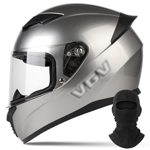 DXDRT Full Face Motorradhelme für Erwachsene Männer Frauen DOT/ECE Genehmigt Street Bike Racing Helm mit Clear Visor Leichte Komfortable Stilvolle Helm,Silber,XL von DXDRT