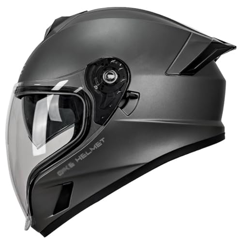 DXDRT Vollgesichts-Motorradhelm DOT/ECE-geprüfter Motorrad-Rennrad-Straßenradhelm für Erwachsene mit Doppelvisier Leichter Motorradhelm,Grau,XL 59~60cm von DXDRT