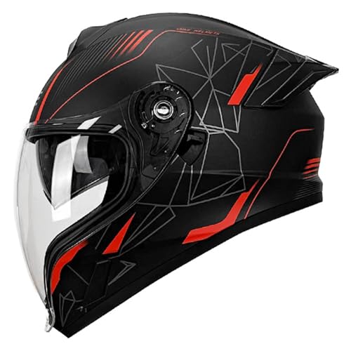 DXDRT Vollgesichts-Motorradhelm DOT/ECE-geprüfter Motorrad-Rennrad-Straßenradhelm für Erwachsene mit Doppelvisier Leichter Motorradhelm,Net,M 55~56cm von DXDRT