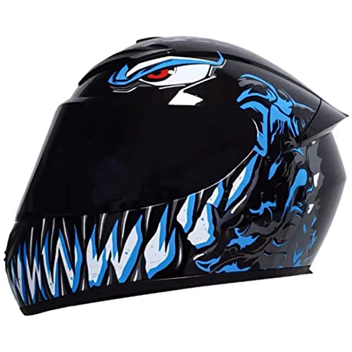 Leichte Motorrad Full Face Helm DOT/ECE Genehmigt Motorrad Moped Street Bike Racing Moto Helm Mit Getönten Visier Drop Down Sun Shield Für Erwachsene Männer Frauen,Venom Blue,L Leichte Motorrad Full Face Helm DOT/ECE Genehmigt Motorrad Moped Street Bike Racing Moto Helm Mit Getönten Visier Drop Down Sun Shield Für Erwachsene Männer Frauen,Venom Blue,L von DXDRT