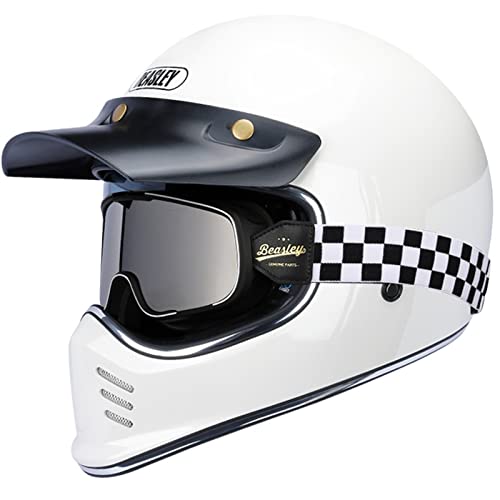 Retro Classic Full Face Motorradhelm, DOT ECE-Zugelassener Straßenfahrradhelm Mit Sonnenblende, Unisex-Erwachsene Cafe Racer ATV UTV Scooter Helme,Ivory silver mirror,L Retro Classic Full Face Motorradhelm, DOT ECE-Zugelassener Straßenfahrradhelm Mit Sonnenblende, Unisex-Erwachsene Cafe Racer ATV UTV Scooter Helme,Ivory silver mirror,L von DXDRT