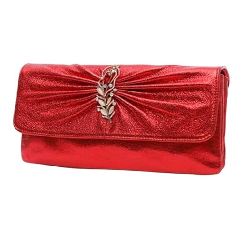 DXFBHWWS Damen-Handtaschen aus echtem Leder, for Hochzeit, Party, Abendtaschen, Geldklammern, Umhängetaschen, Geldbörsen, Make-up-Taschen, Geldbörsen (Color : Red) von DXFBHWWS
