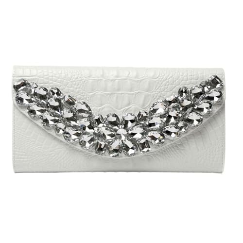 DXFBHWWS Handtaschen Damen Geldbörsen aus echtem Leder Geldklammern Hochzeitsfeier Abendtaschen Make-up-Taschen Geldbörsen Schultertaschen(Color:White) von DXFBHWWS